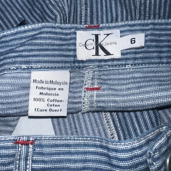 Vintage 90s Calvin Klein Jeans Aline cargo mini skirt blue/ white striped  sz 6 - Picture 6 of 7